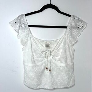 Urban‎ Romantics Eyelet Smocked White Blouse Size M